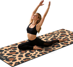 Yoga Mat Leopard Print Yoga Mat 8Mm, Suede & TPE Thick Exercise Mat, Workout Mat