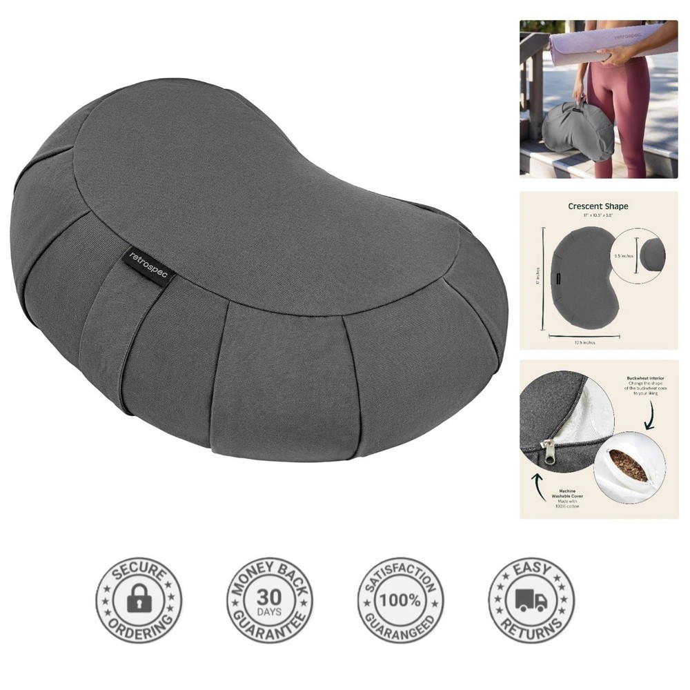 Eco-Friendly 17in Crescent Meditation Cushion – Customizable Buckwheat Support