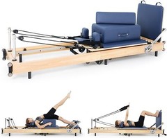 H&ZT Pilates Reformer Machine Oak WoodStudio Grade Pilates Machine for Home Yoga