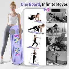 Pilates Board, Foldable Pilates Reformer Set for Home Workout with Timer, 6-In-1