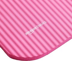 Amazon Basics Extra Thick Exercise Yoga Mat, 1/2 Inch, with Carrying Strap, Pink