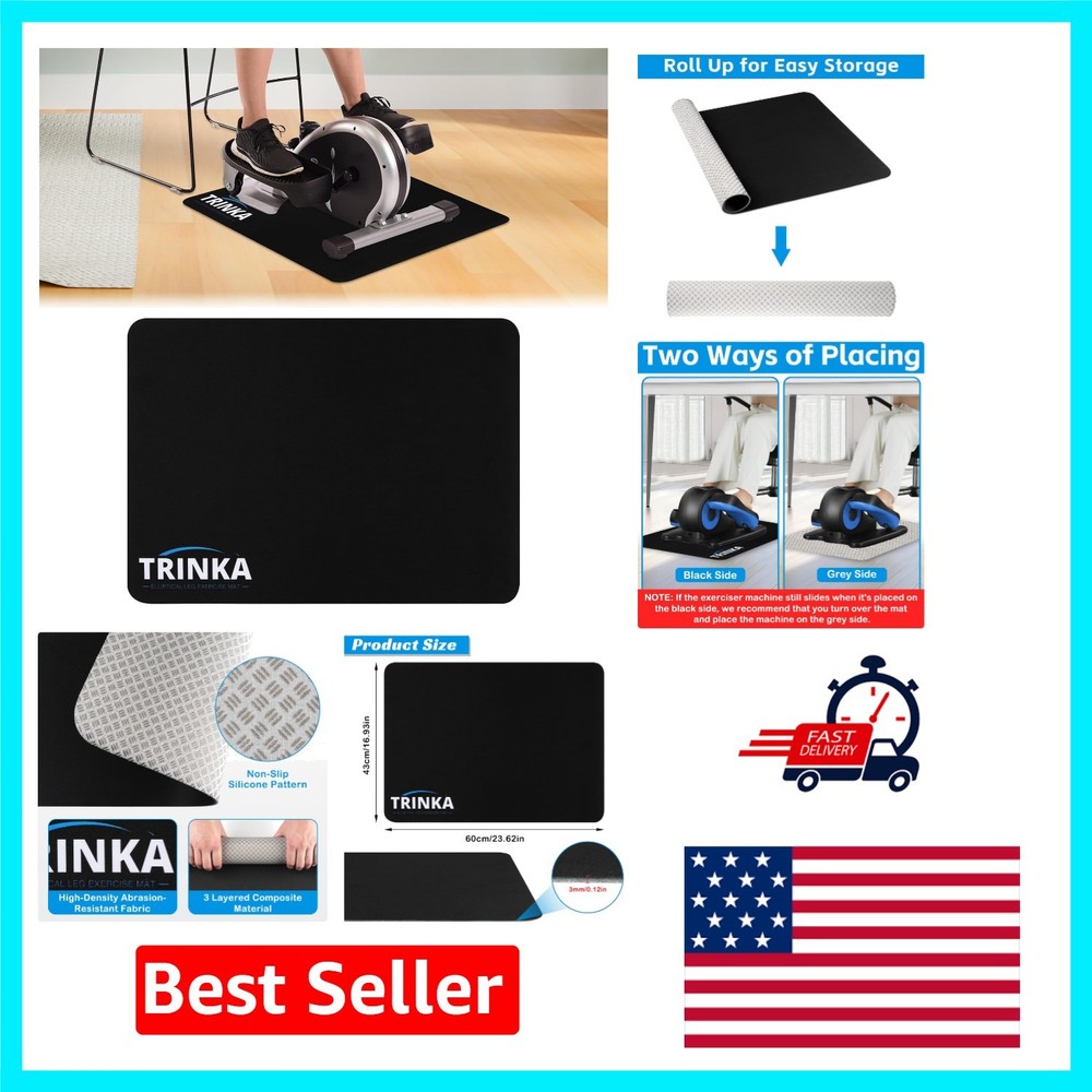 Enhanced Stability Non-Slip Mat for Under Desk Exercise Equipment – Black