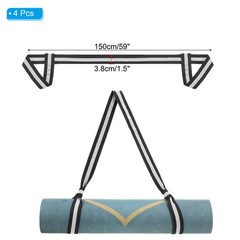 4Pcs Yoga Mat Strap Adjustable Yoga Mat Carrier Straps Sling, Black White