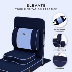 Extra Large Meditation Chair Floor Back Support Yoga Cushion Navy Blue 24×22