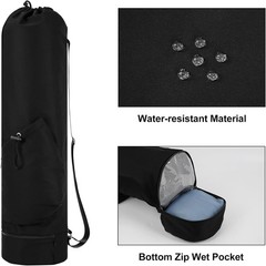 sportsnew Yoga Mat Bag with Water Bottle Pocket and Bottom Wet Pocket, Exercise