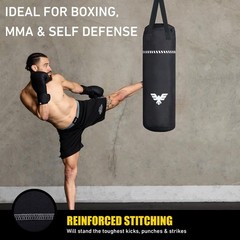 Elite Sports Boxing Bag 4 FT – Heavy Duty Canvas Punching Bag with Straps