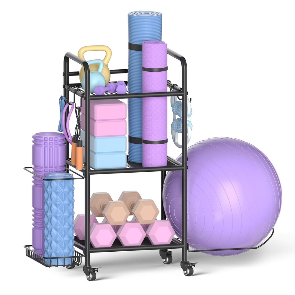 Home Gym Storage Rack Exercise Equipment Organizer for Dumbbells Yoga Mats