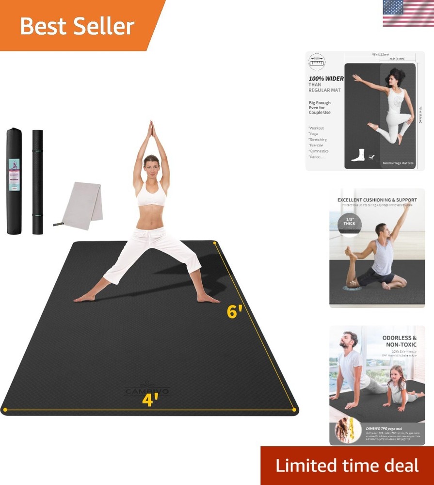 Large Yoga Mat 6’x 4′, Extra Wide Workout Mat for Men and Women, Yoga Mat Thi…
