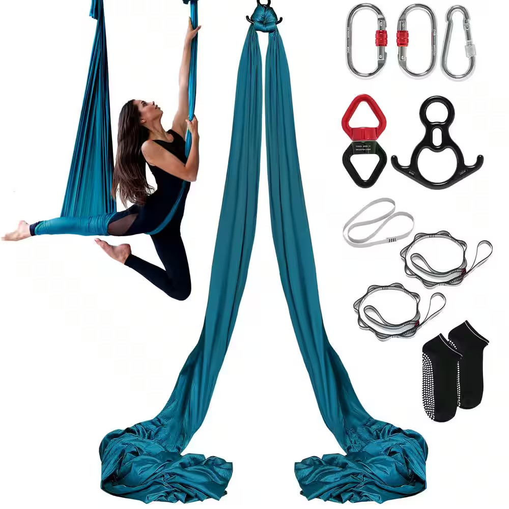 Aerial Silk and Yoga Swing, 11 Yards, Aerial Yoga Hammock Kit with 100Gsm Nylon