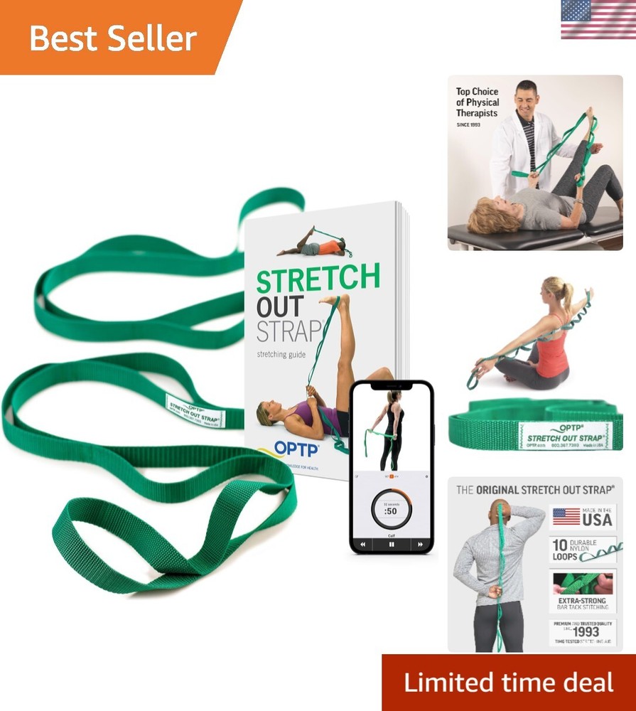 Versatile Stretch Out Strap for Therapy, Yoga & Pilates – 10 Loops, 0.25 lbs