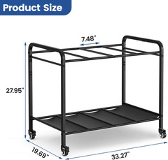 Black Yoga Mat Storage Rack Basket with Wheels, Floor-Standing Metal Yoga Mat Ca
