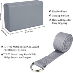 Yoga Bricks Foam – Block And Straps Sets For Home Gym Exercise Fitness Pilates