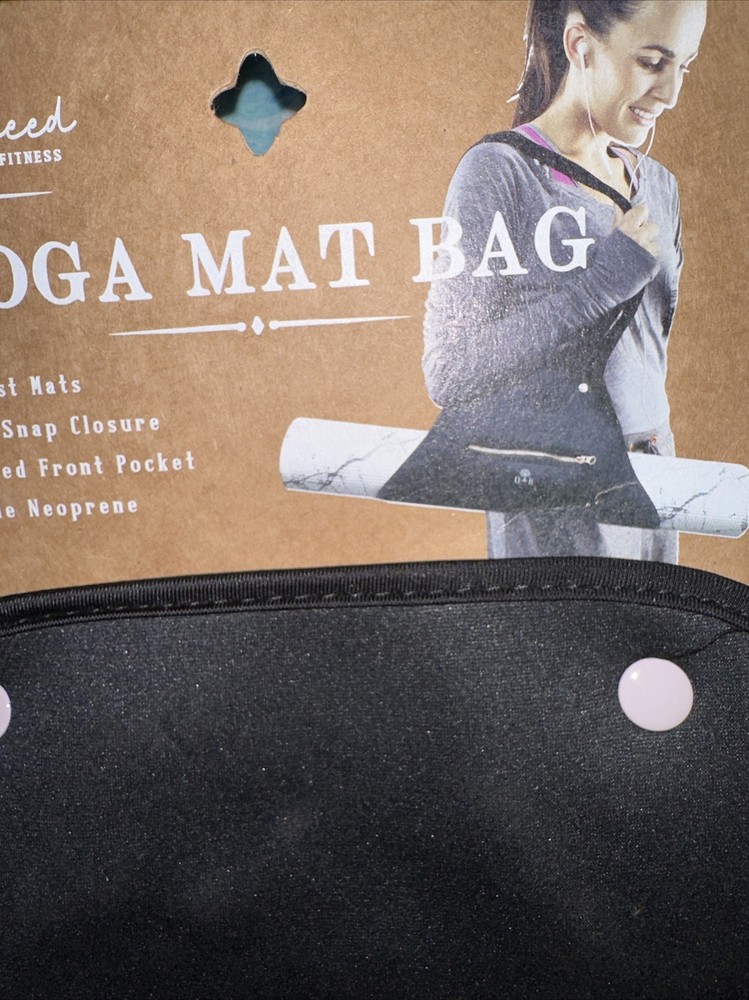Oak And Reed Neoprene YOGA MAT BAG*Fits Most Mats,*Zippered*Double Snap*Black*