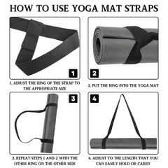 2 Pack Black Yoga Mat Carry Straps Adjustable Durable Sling Fit …