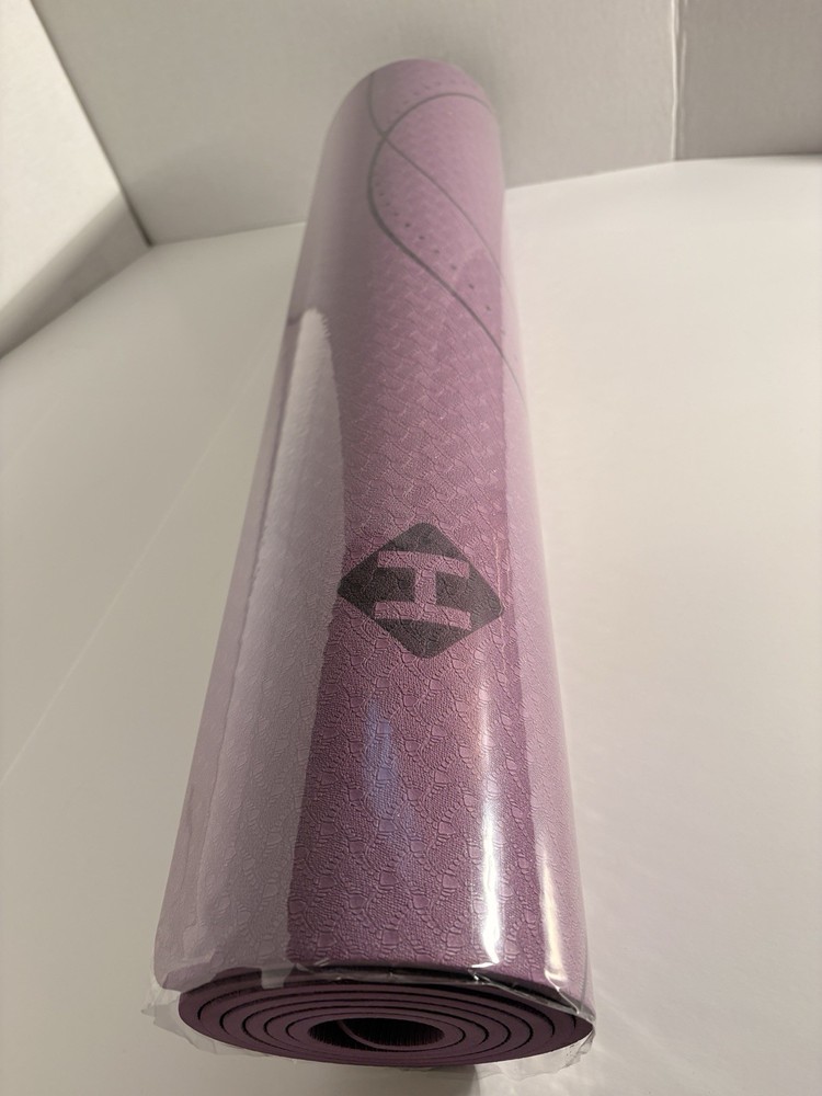 Purple Non-Slip Yoga Mat with Pattern for Unisex Adults