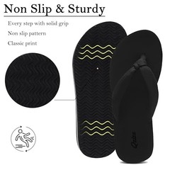 Flip Flops for Women,Yoga Mat Flip Flops Women,Beach Thong Sandals for 8 Black