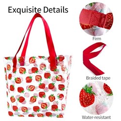 Kasepie 1 piece Strawberry pattern Large clear Tote work bags Strawberry 5275-7