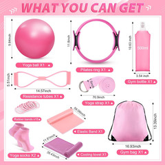 24 Pcs Home Pilates Essentials Kit for Women, Pilates Equipment Ring and Ball Se