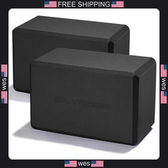 2 Pack Trideer EVA Foam Yoga Blocks – 9x6x3 Inch Non-Slip Support Bricks Black