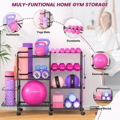 Dumbbell Rack, Weight Rack for Home Gym, Yoga Mat Storage Rack, Exercise Equi…