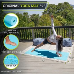 Original Yoga Exercise Mat ¼” (6mm) Thick for Comfort and Stability with Carr…