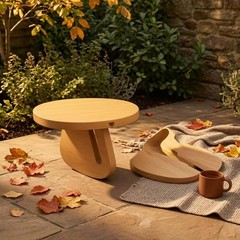 Wooden Stretching Stool Natural Wood Finish Meditation Stool Two-Piece