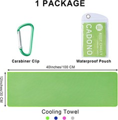 CADONO 4 Pack Cooling Towel (40″x12″), Soft Large, Light Blue/Green/Pink/Grey