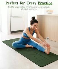 Thick 6mm Non-Slip Yoga Mat with Alignment Lines, 72″x24″, Carry Bag Included