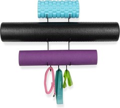 Art Deco Yoga Mat Storage Rack – 3 Hook Wall Mount Organizer, 5-Sectional Design