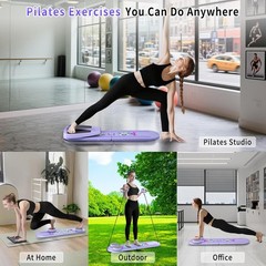 Pilates Board, Foldable Pilates Reformer Set for Home Workout with Timer, Multif