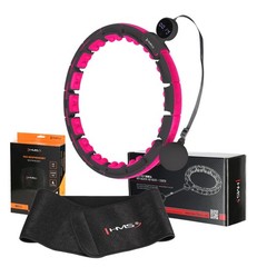 5907695511857 ZESTAW HULA HOP MAGNETYCZNY BLACK/PINK HHM16 Z LICZNIKIEM HMS + PA