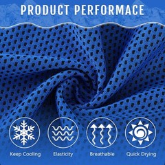 Hosuly 30 Pack Cooling Towels, 40″x12″ Ice Breathable Soft Large, Dark Blue