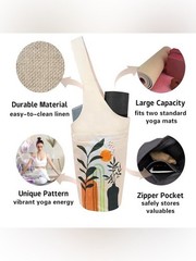 Yoga Mat Carrier Bag Boho Plants Tote Shoulder Gym Pilates Pocket Bag