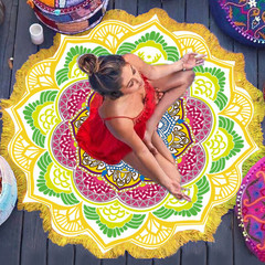 Polygon Printing Tassel round Bath Towel Yoga Mat