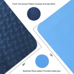 Yoga Mat 1/3 inch QMKGEC Exercise Mats 8mm TPE Non-Slip Extra Thick Blue