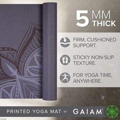 Gaiam Premium Yoga Mat – Non-Slip, 68” x 24” (Aubergine Point)