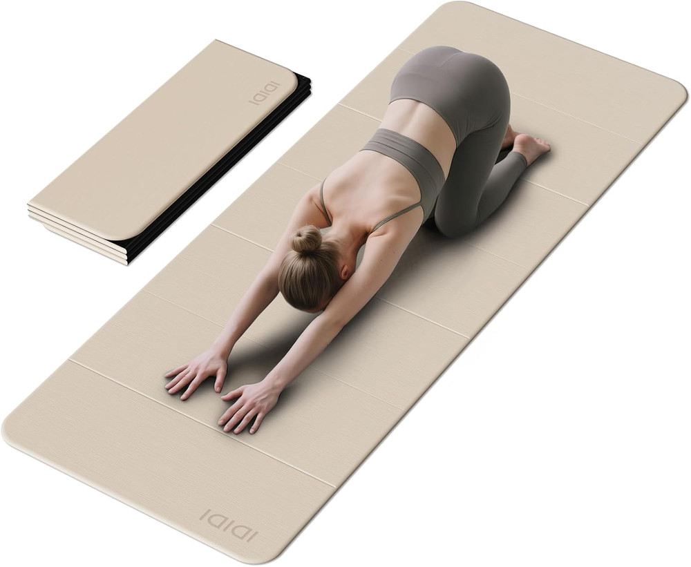 Foldable Yoga Mat Extra Thick & Large (74″ X 31.5″ X 0.32″), Double-Sided Non Sl