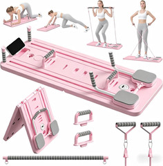 Foldable Pilates Reformer with Resistance Bands & Yoga Stick – Home Pilates Mach