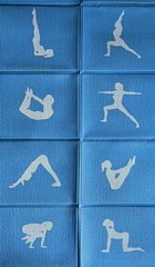 Blue Foldable Yoga Mat w/Poses 5mm