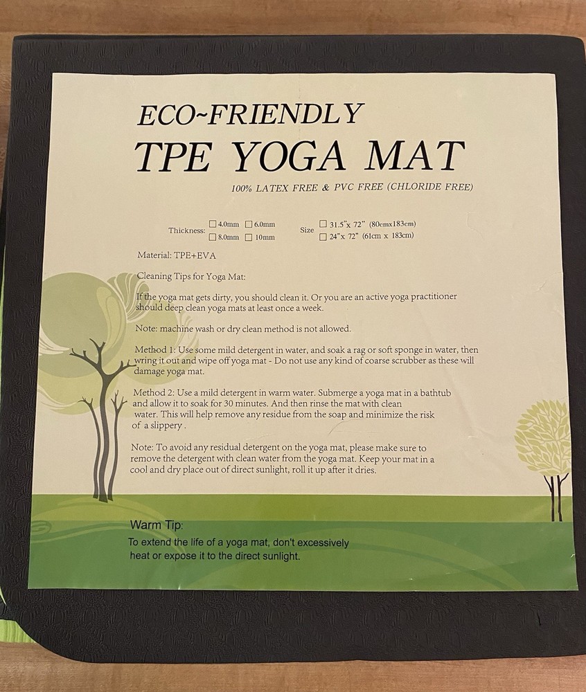 New/No Tags Eco-Friendly TPE Yoga Mat 24″ x 72″ Latex Free & P V C Free .