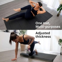 Foldable Large Yoga Mat: Extra 6mm & 8mm Thick Workout Mat for Home Gym and