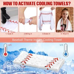 Tegeme 12 Pack Mini Baseball Cooling Towels, 30″x9″ 30″ x 9″, White