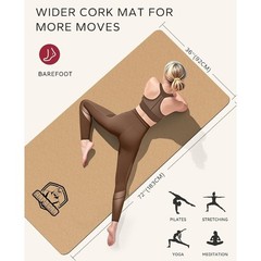 Large Cork Yoga Mat – 72″x36″ Wide Non-Slip for Home Workout, Yoga, Pilates