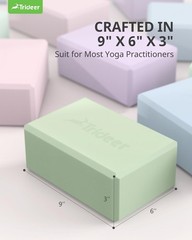 Trideer Yoga Block, Soft Non-Slip Surface Premium Foam Mint Green-2 Pack