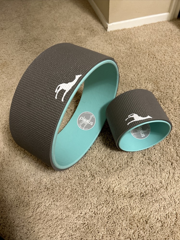 Chirp Plexus Wheel Set Of 2 Stretch Yoga Roller 12″ 6″ Grey & Aqua