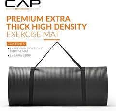 High Density 1 Inch Thick Exercise Mat with Carry Strap Lightweight and Portable