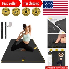 Extra Large Black Yoga Mat 6′ x 4′ – Thick Non-Slip Fitness Mat for All Workouts