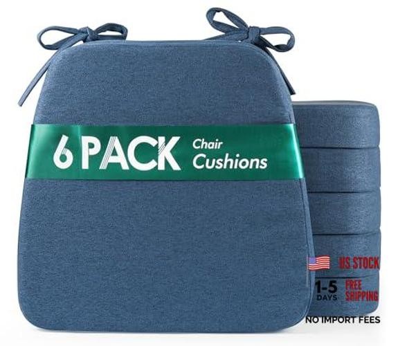 Dining Chair Cushions Set of 6, 2.5 inch Thick 6 Count(Pack of 1) Navy Blue