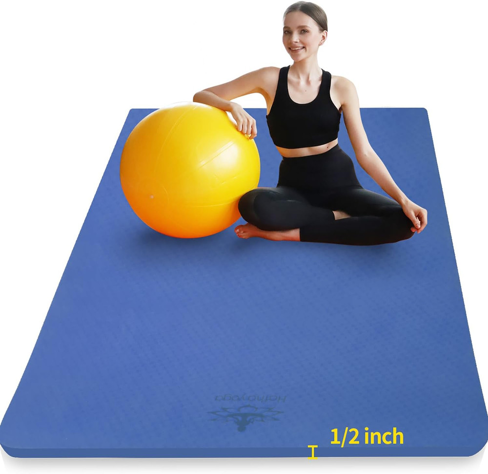 Large TPE Yoga Mat 6’X4’X1/2″ Extra Thick Non-Slip Exercise Mat – for Yoga Pilat
