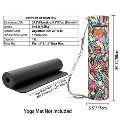 Canvas Yoga Mat Bag for 1/4″ & 1/3″ Mats – Commute-Ready Yoga Tote with Adjus…